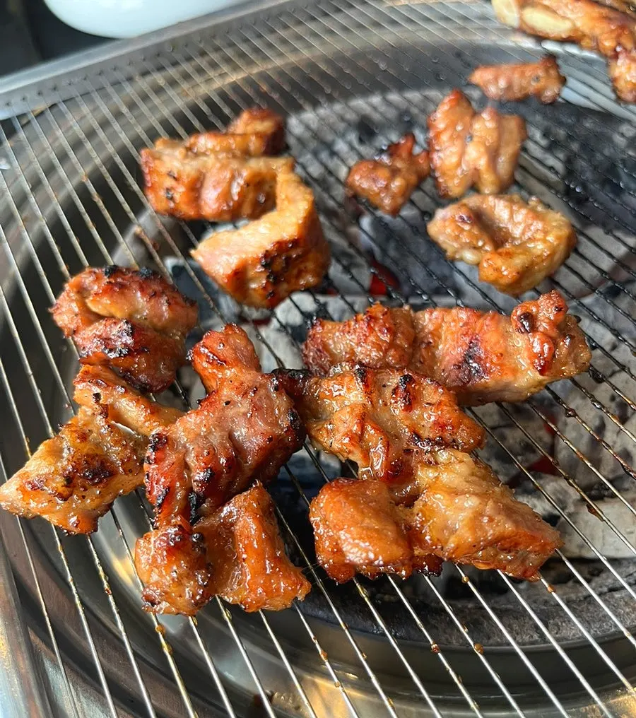 Close-up of well-grilled marinated galbi