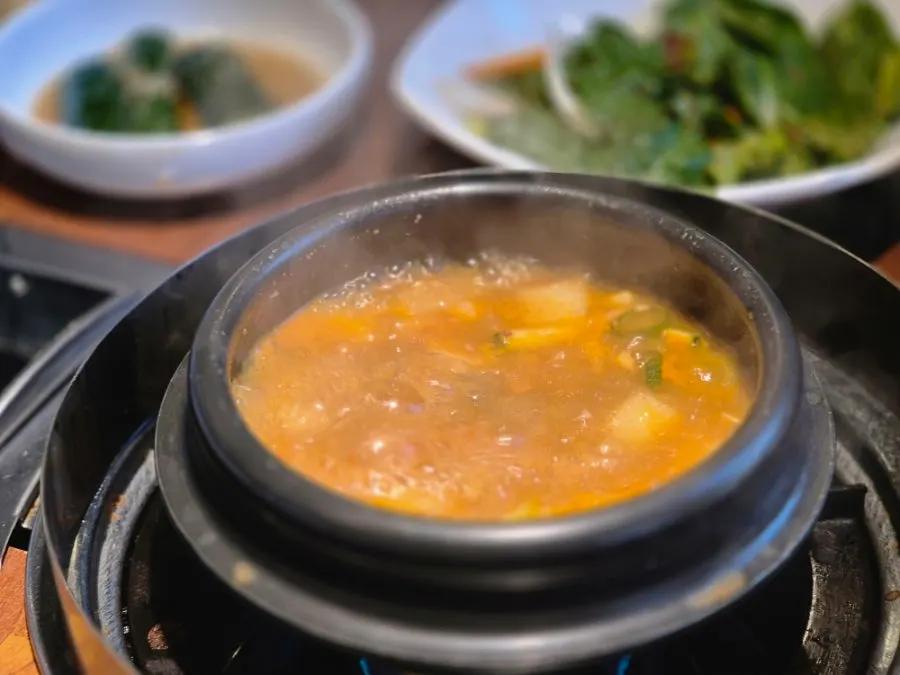 Doenjang jjigae bubbling away