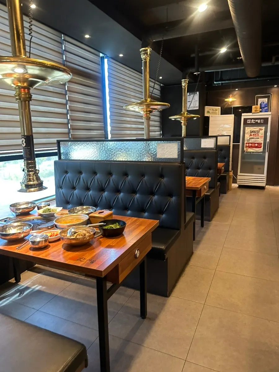 BBQ restaurant hall with widely spaced seating