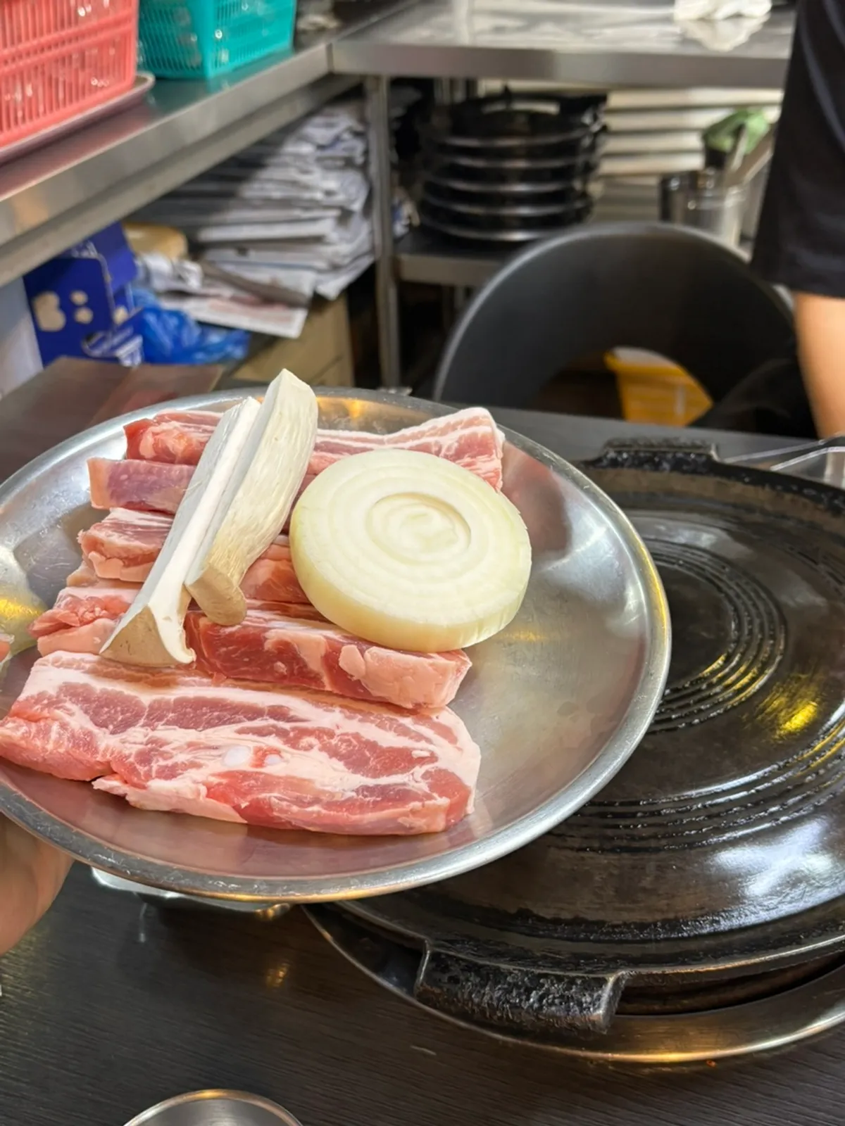 Plate of thick-cut pork belly, 3 servings