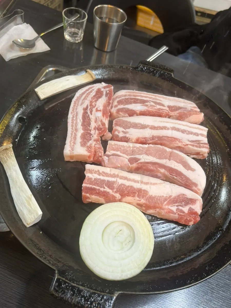 Soju ordered alongside the pork belly