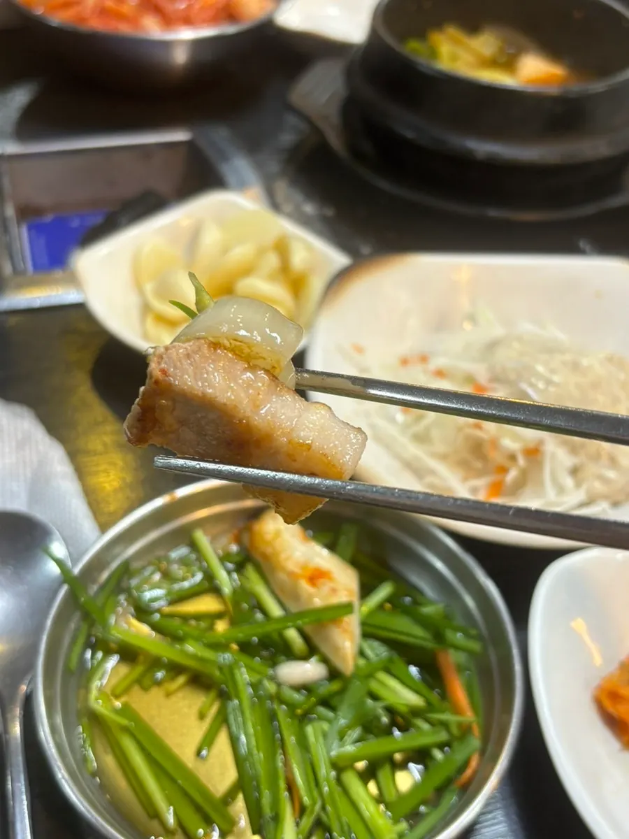 Pork belly wrap with rice and aged kimchi