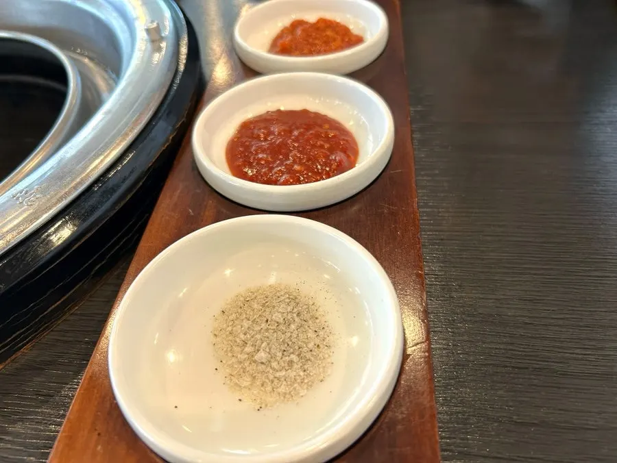 Three types of dipping sauce for the meat