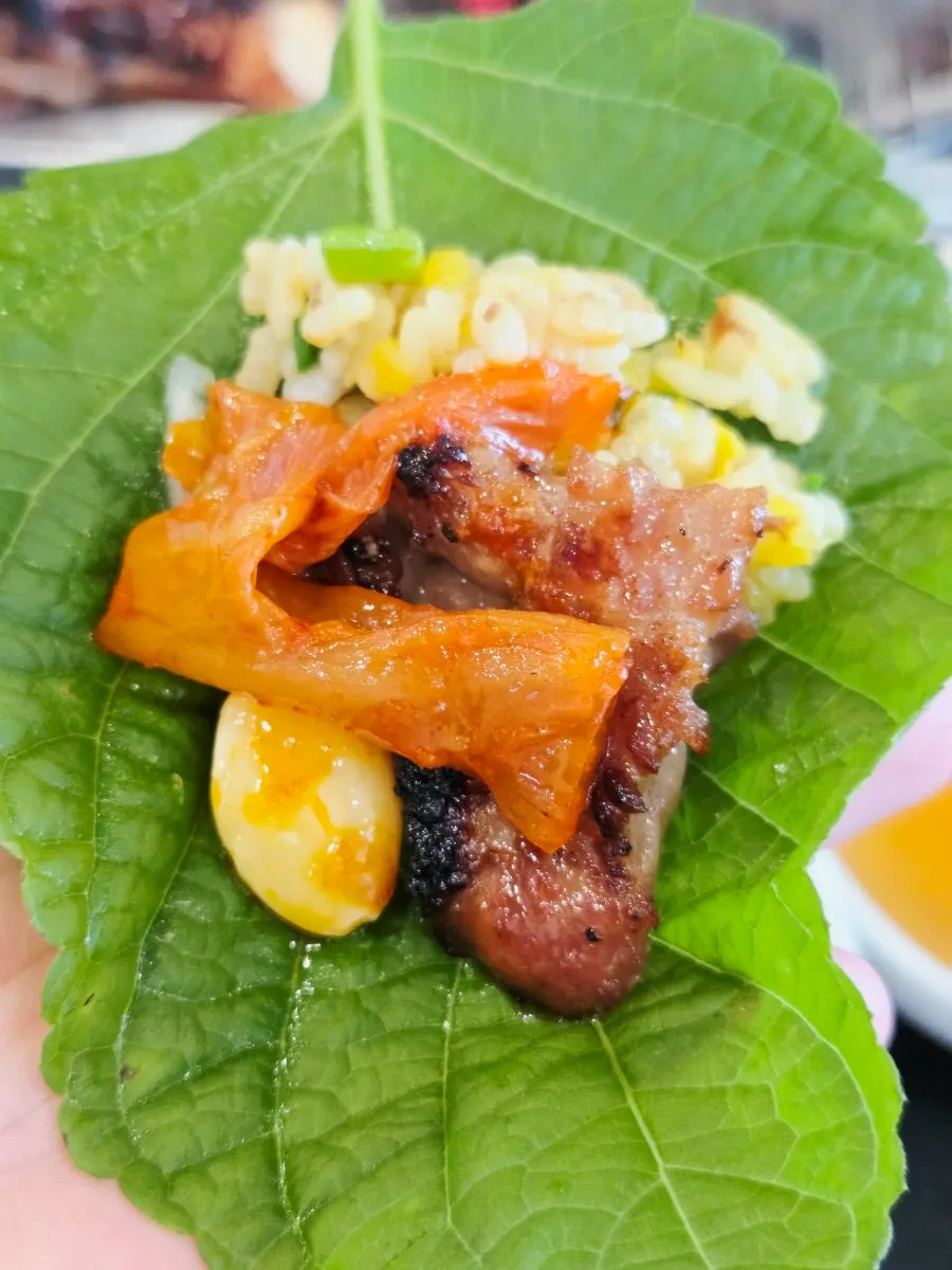 Charcoal-grilled marinated galbi browned to perfection