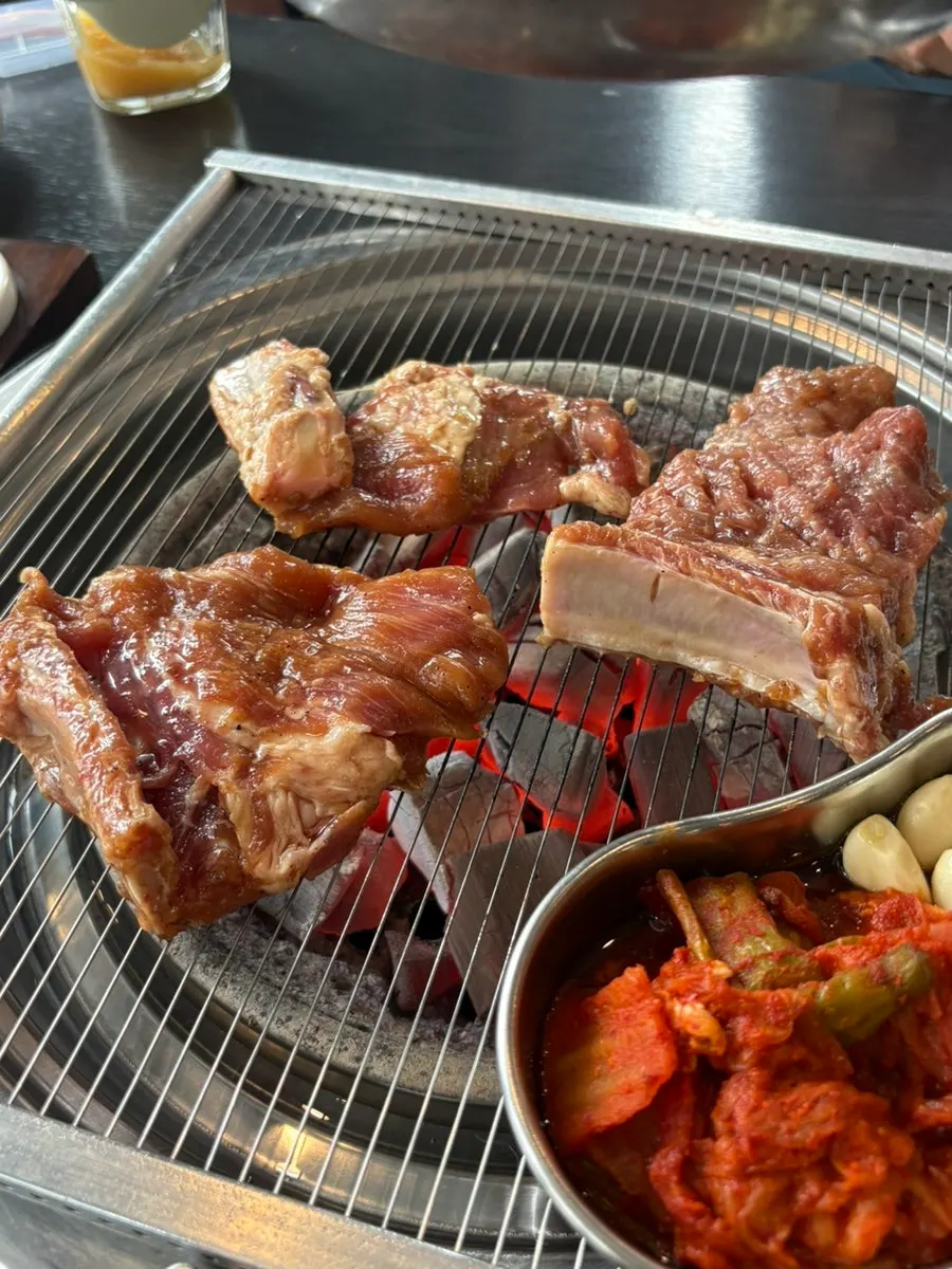 Close-up of marinated galbi before grilling