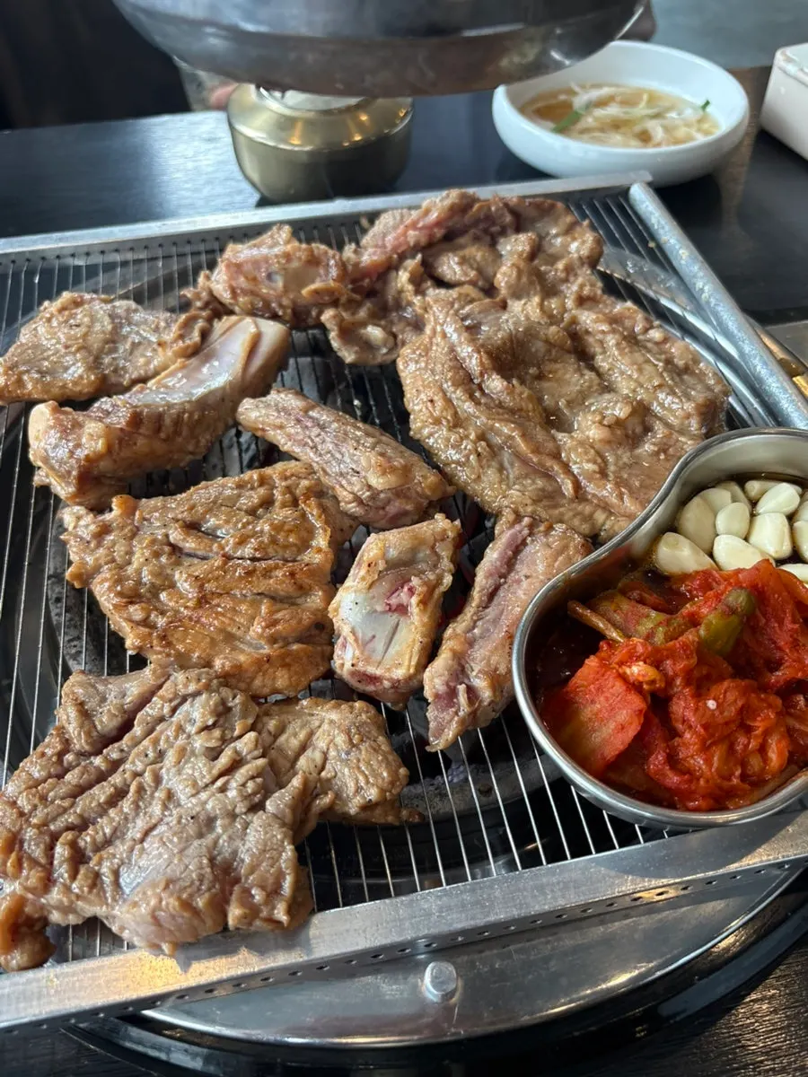 A fully grilled piece of marinated galbi