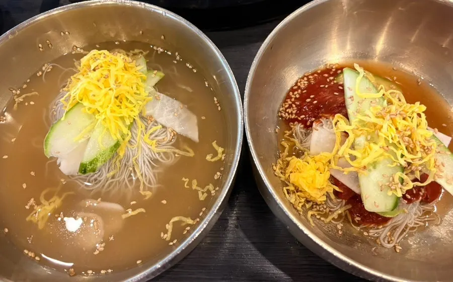 Water naengmyeon and bibim naengmyeon ordered for dessert