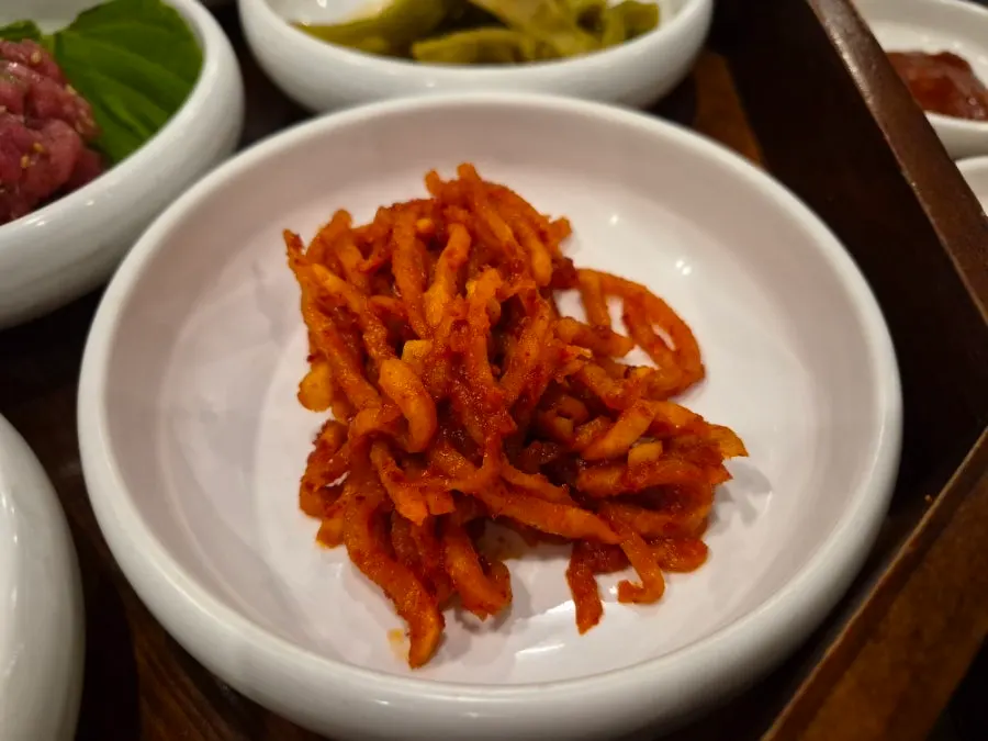 Side dish plate of seasoned radish salad