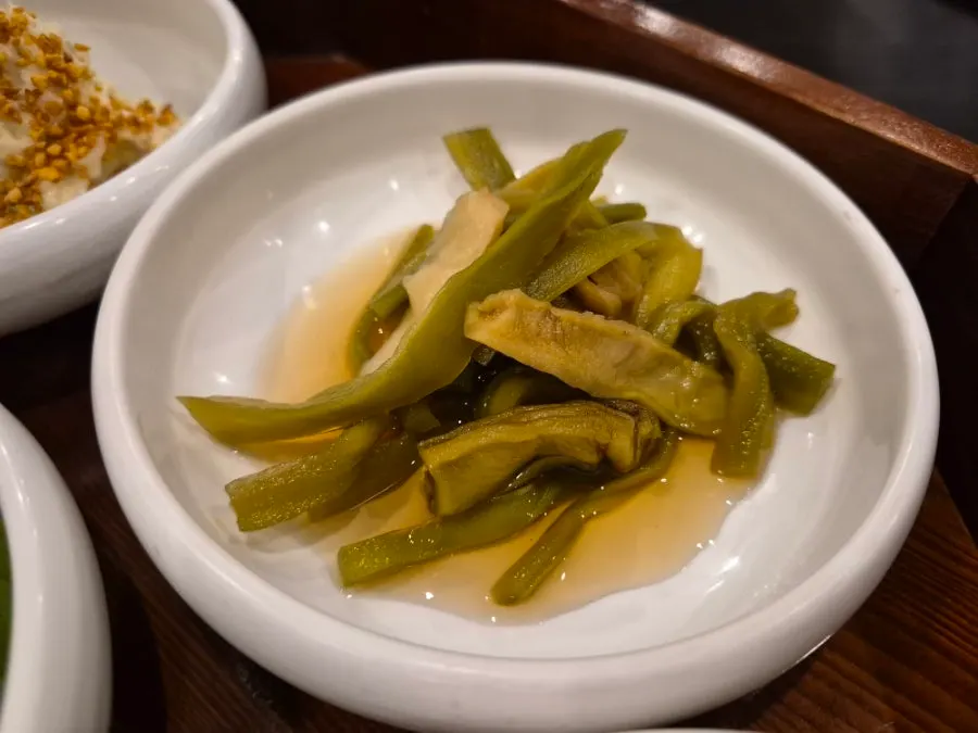 Side dish plate of fried mushrooms