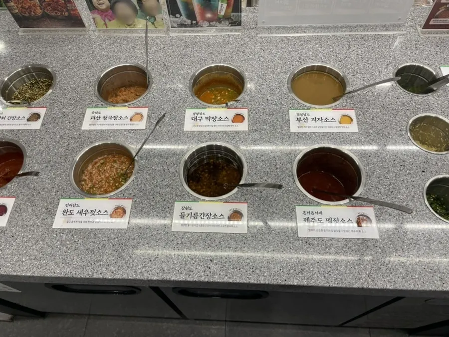 Basic side dish spread at the self-serve corner