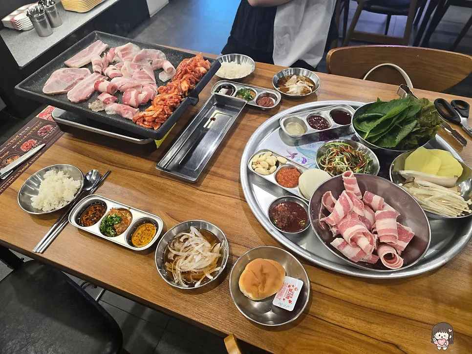 Full table spread with self-serve bar items