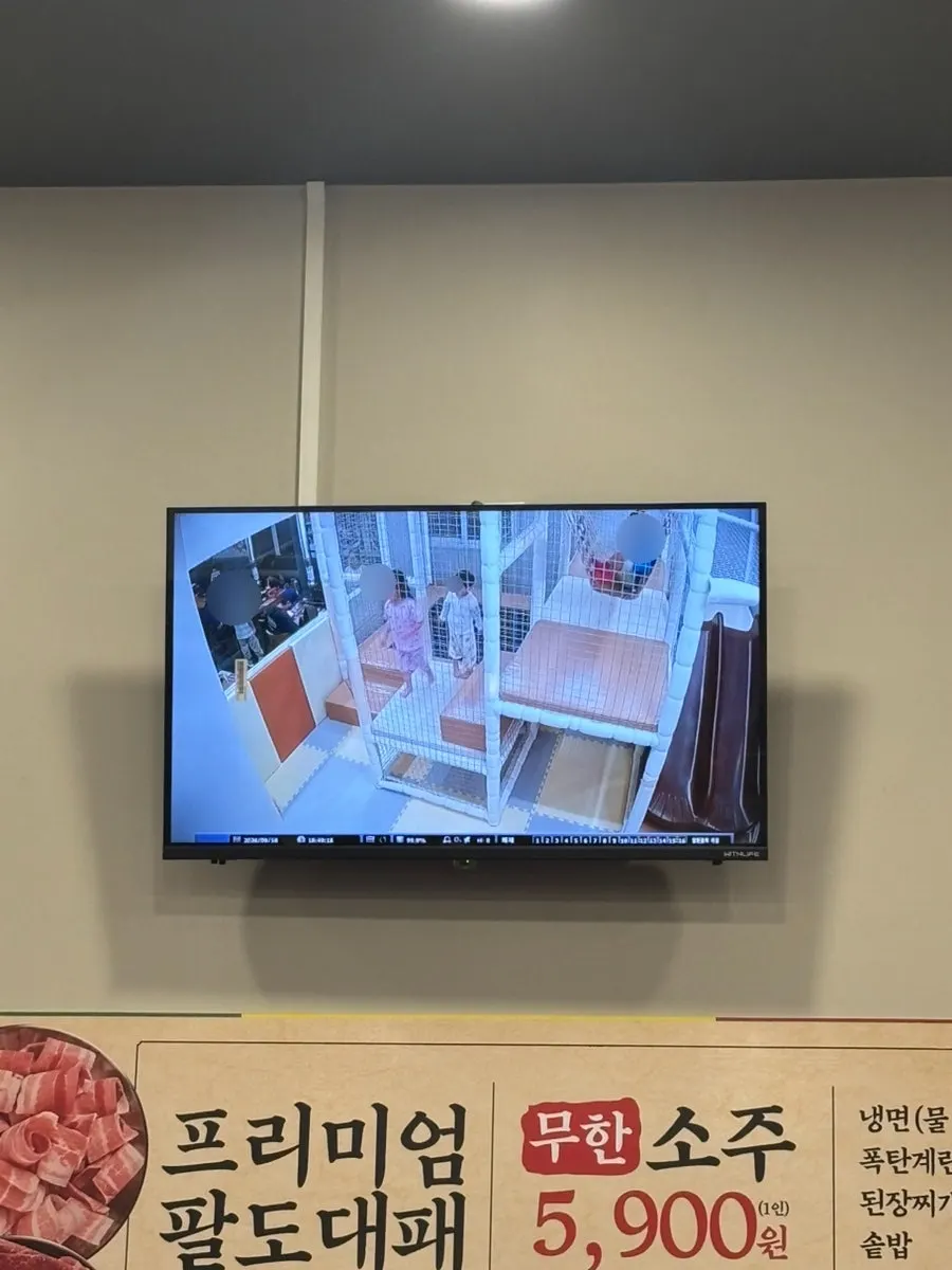 Live-feed monitor of the playroom