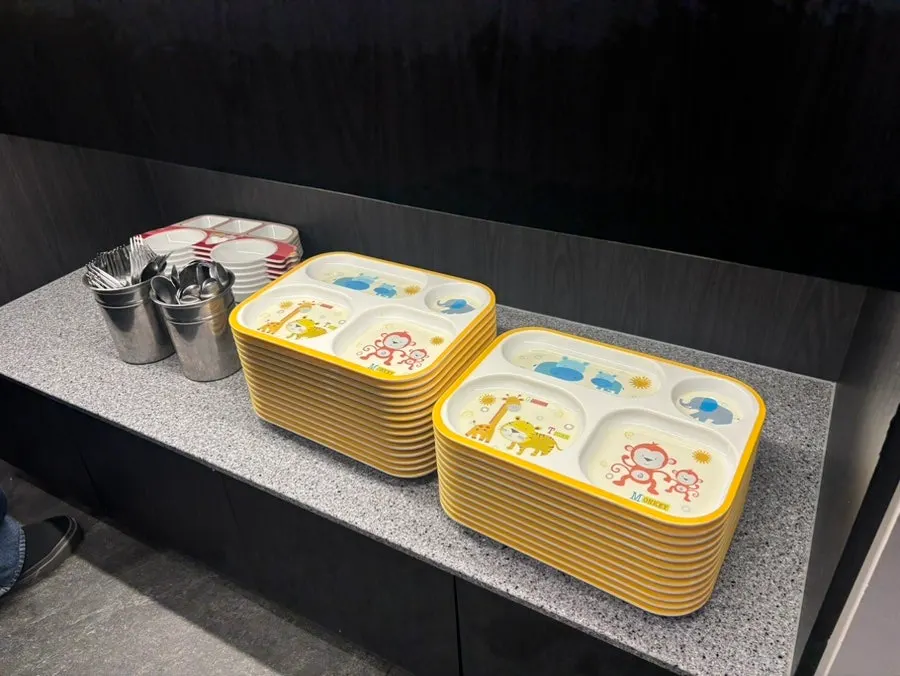 Corner stocked with baby tableware