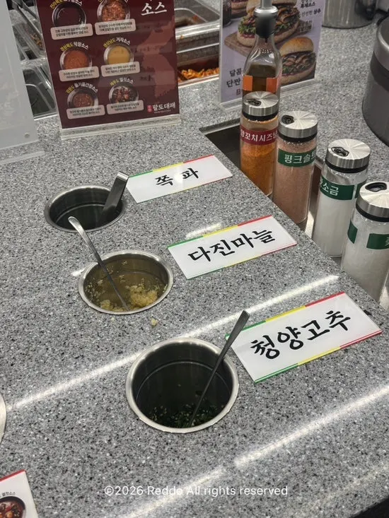 Variety of side dishes at the self-serve bar
