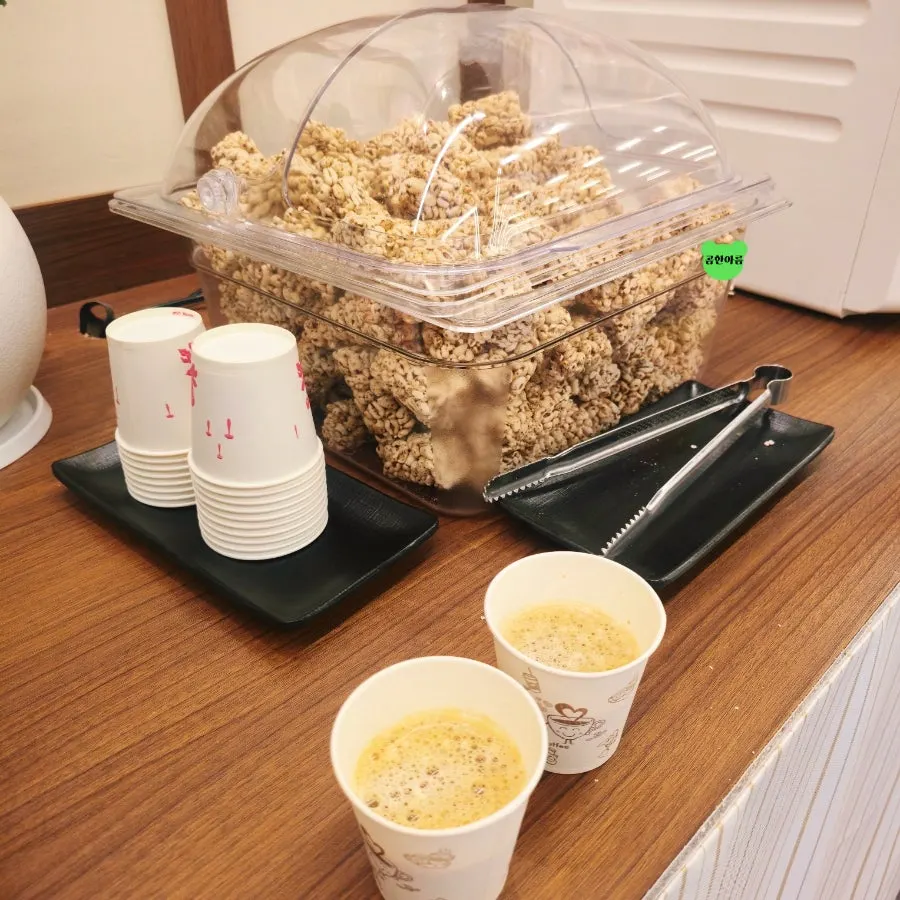 Coffee and snacks prepared at the register