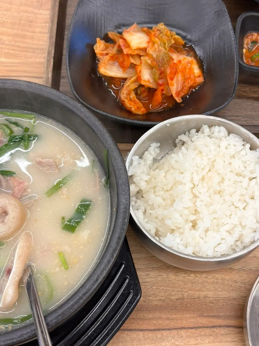 진한 국물의 돼지국밥 한 숟가락