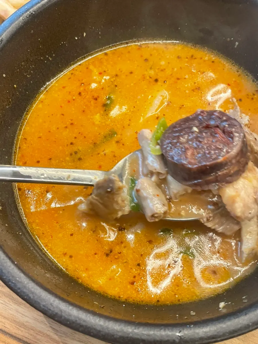 Spicy sundaeguk mixed with dadagi and chili oil