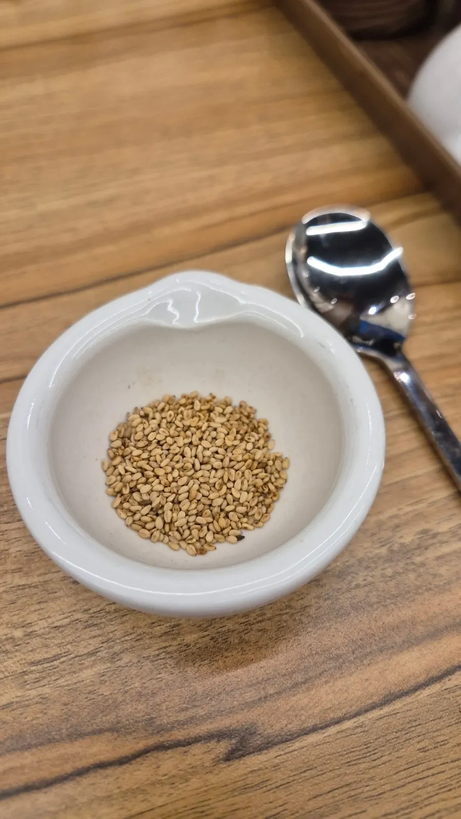 A sesame grinder on the table