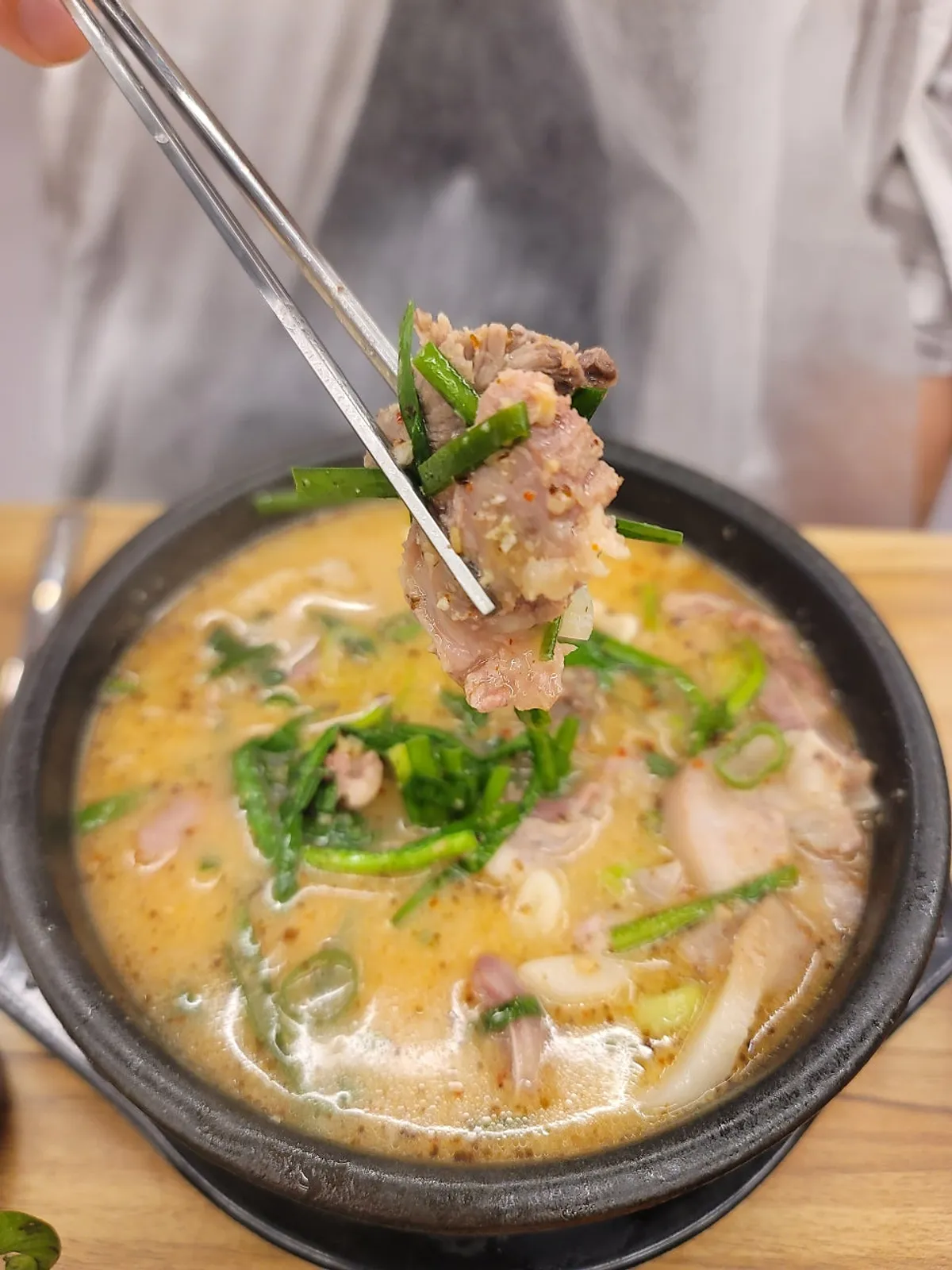 찰순대와 곱창이 들어간 순대국 건더기