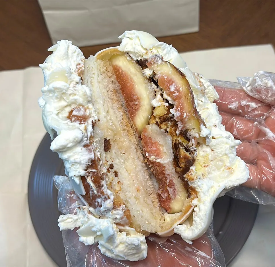 Fig-Basque cheesecake wakppu salt bread topped with big fig chunks