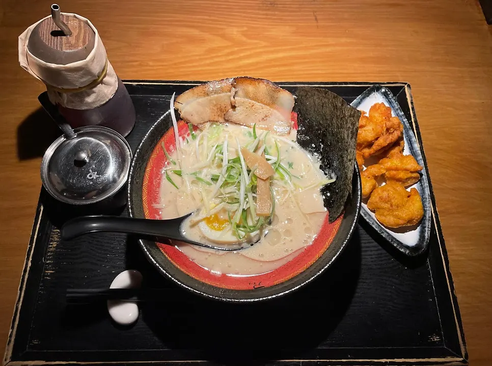 Aori Ramen served with fried sides