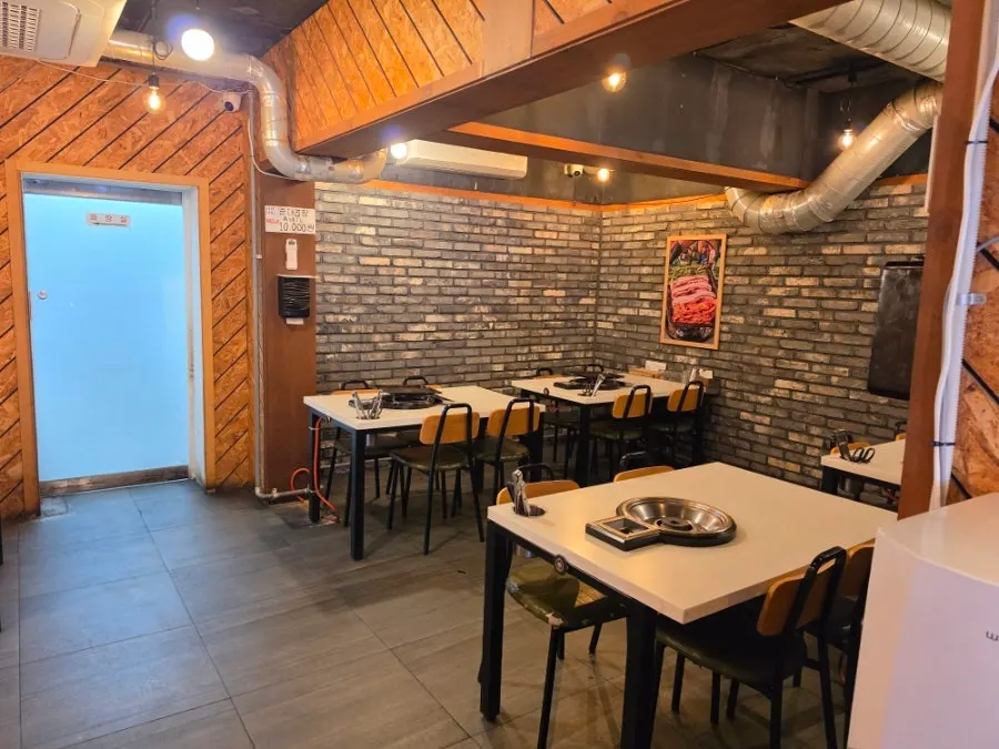 Spacious dining hall with plenty of tables