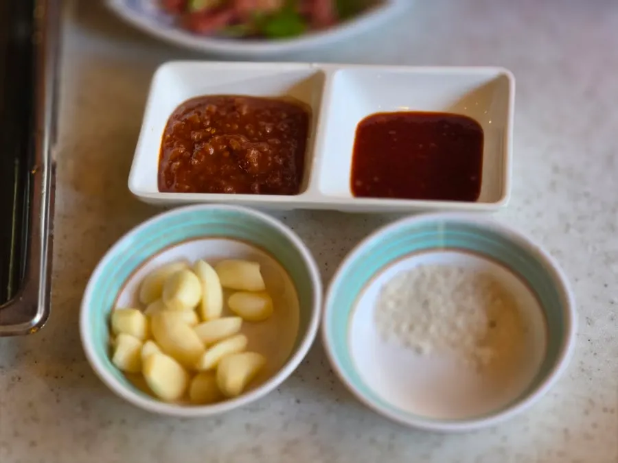 Close-up of the variety of side dishes