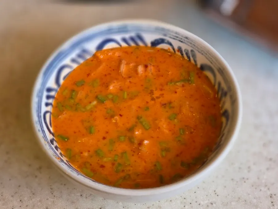 Minari kimchi pancake grilled at the self-service corner