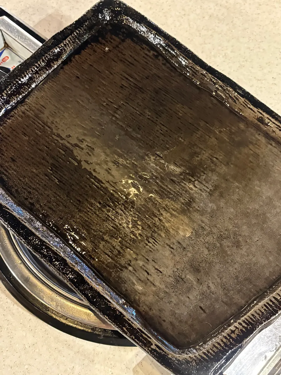Oiled griddle ready for grilling