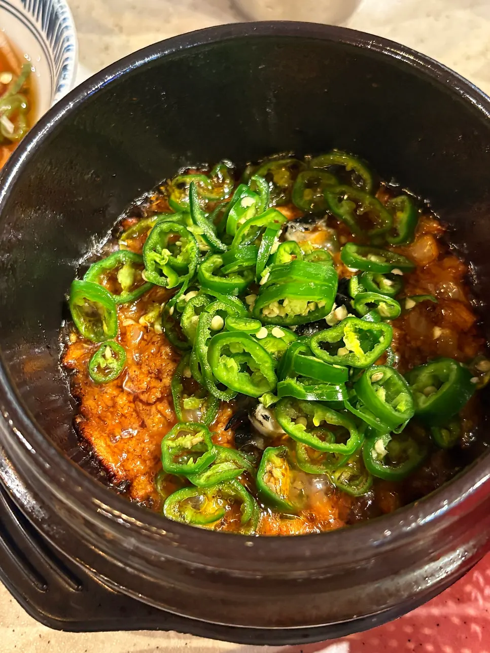 Doenjang paste served with pork belly