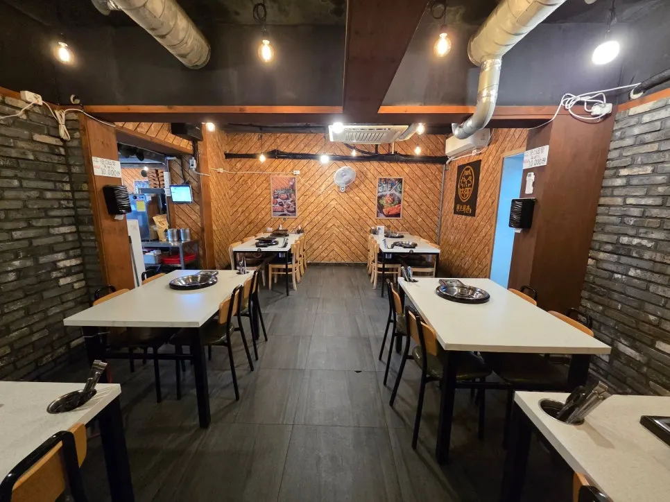 Asian-style interior decor of the BBQ restaurant