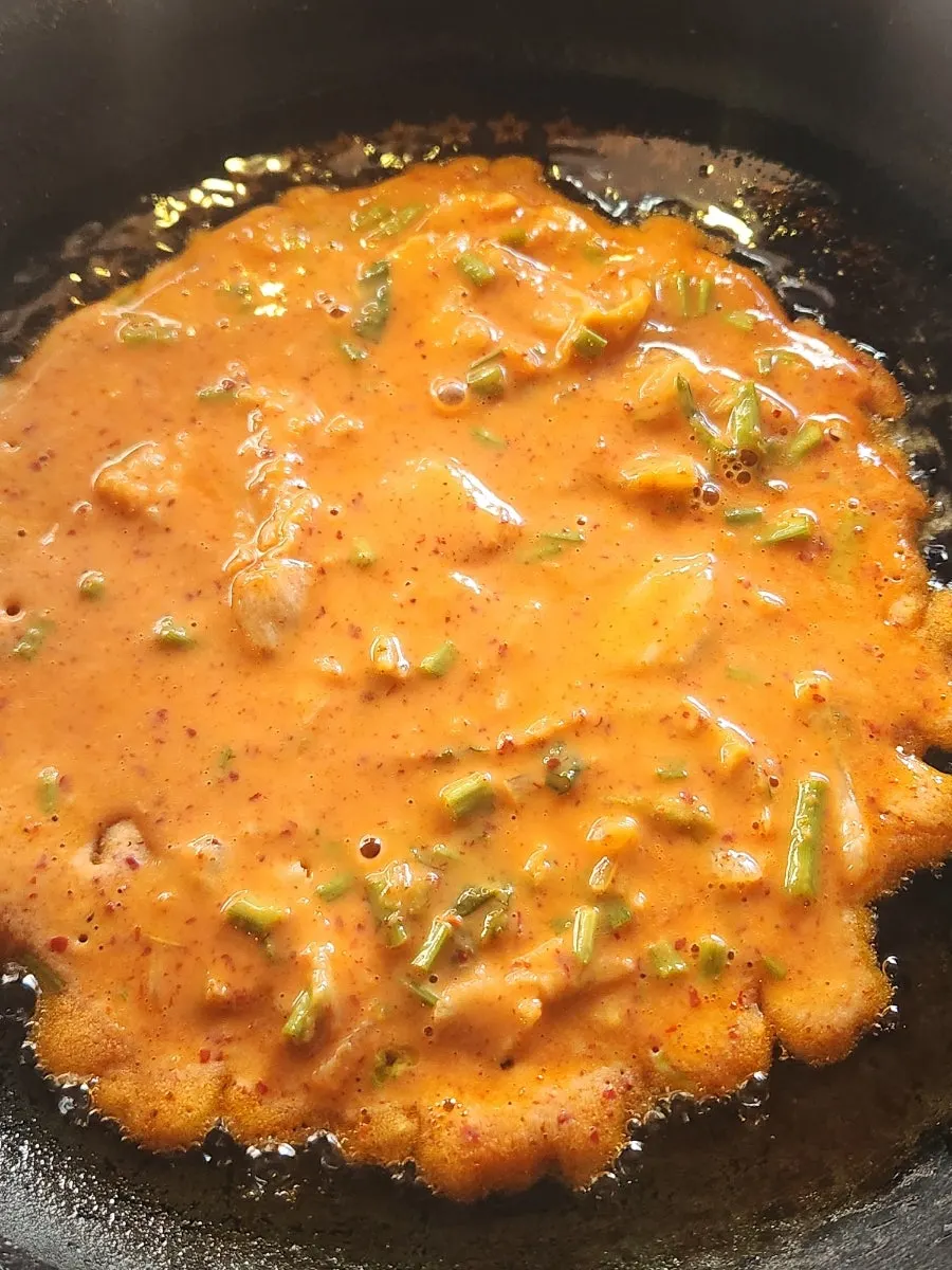 Kimchi pancake batter for self-serve grilling