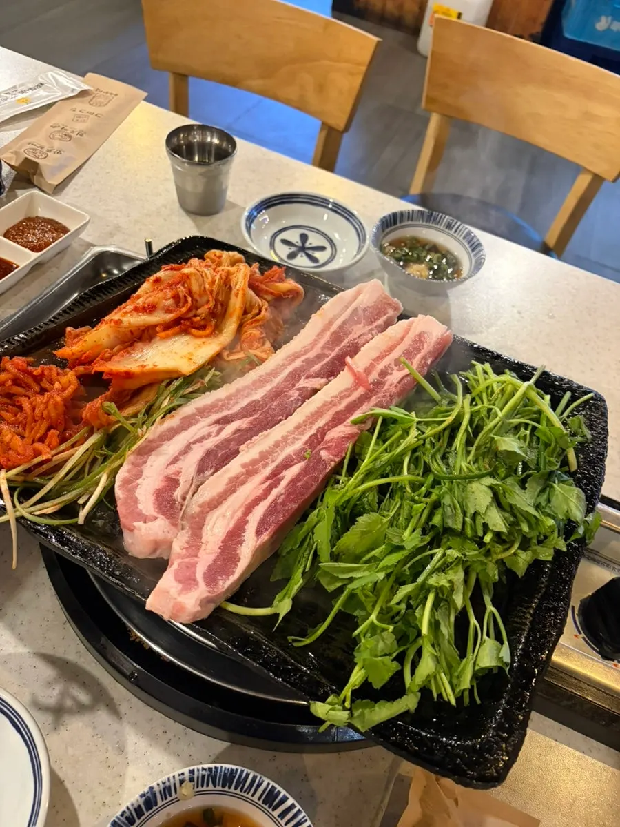 A golden-fried minari pancake