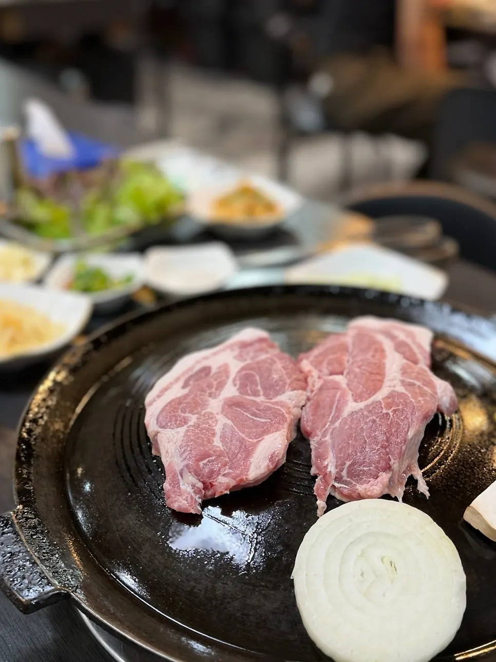 Thick pork neck grilled to golden brown