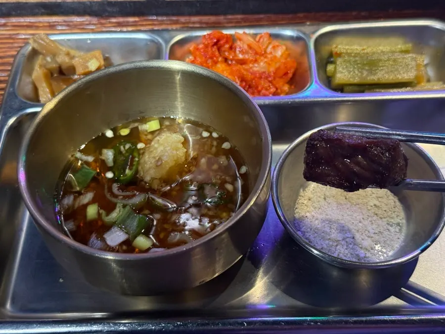 A spread of side dishes at Supsok Oki Jip