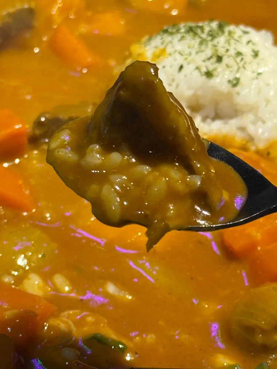 A bowl of curry served with rice