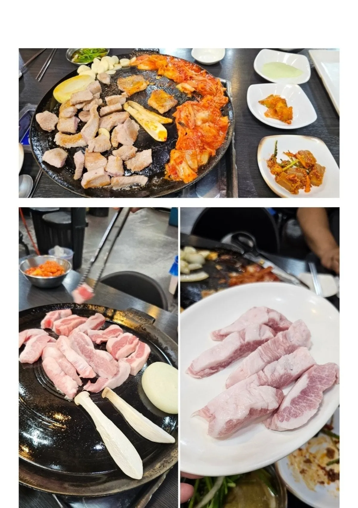 Korean pork table setting at Geuttaegeujip near Uijeongbu Station