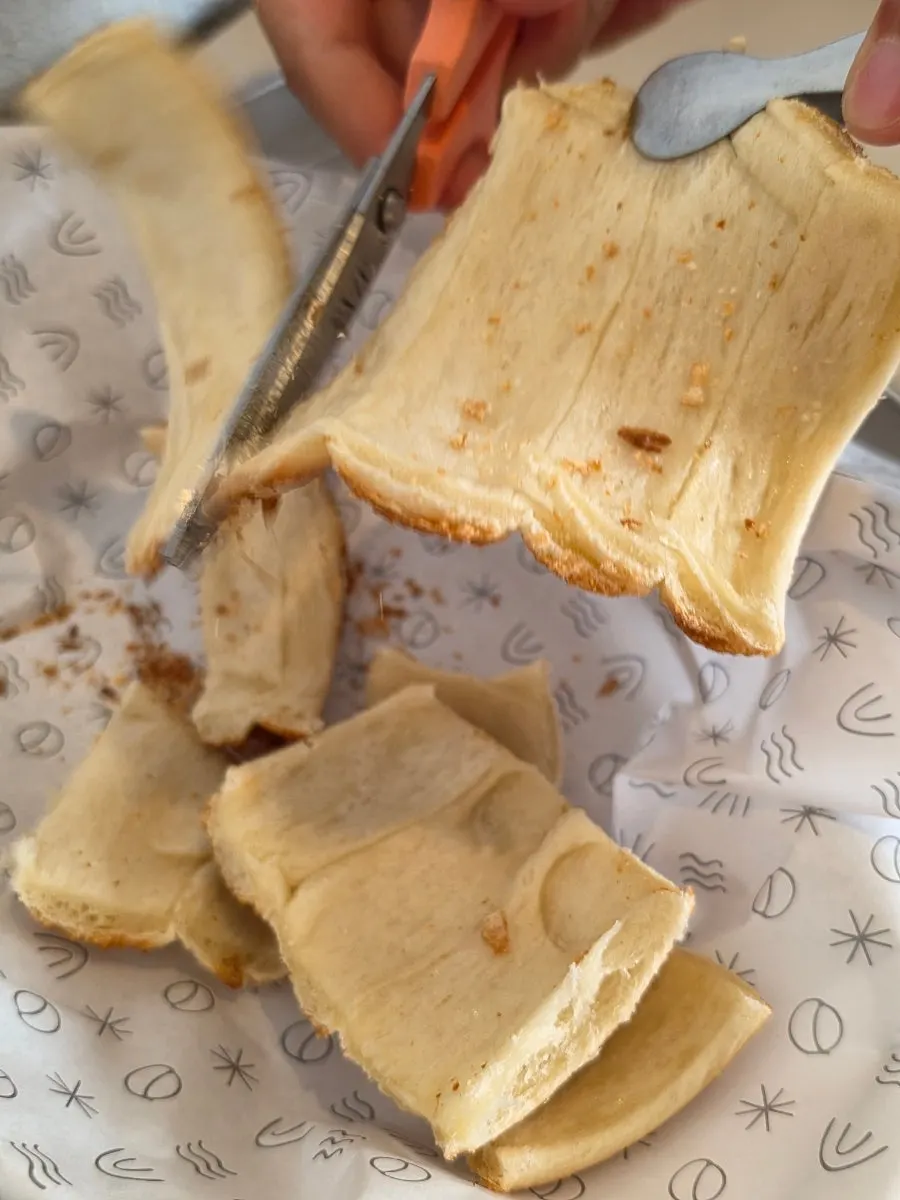 Cross-section of the chewy chimney bread