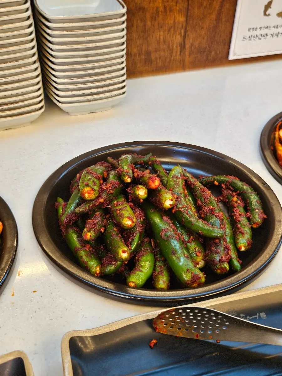 Spicy chili muchim at the self-serve bar