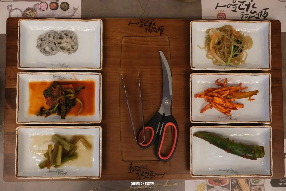 Self-serve bar with japchae and namul