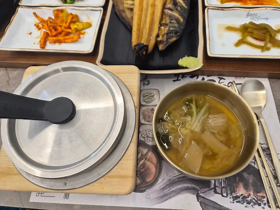 Napa cabbage soup served with the meal