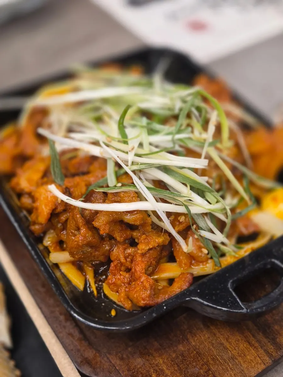 A plate of smoky pork bulgogi set