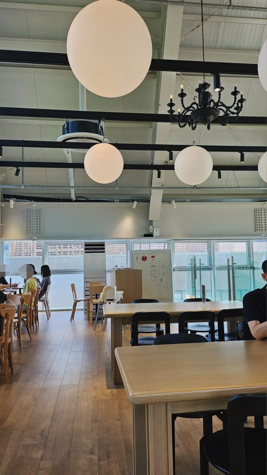 Busy second-floor seating on a weekday afternoon