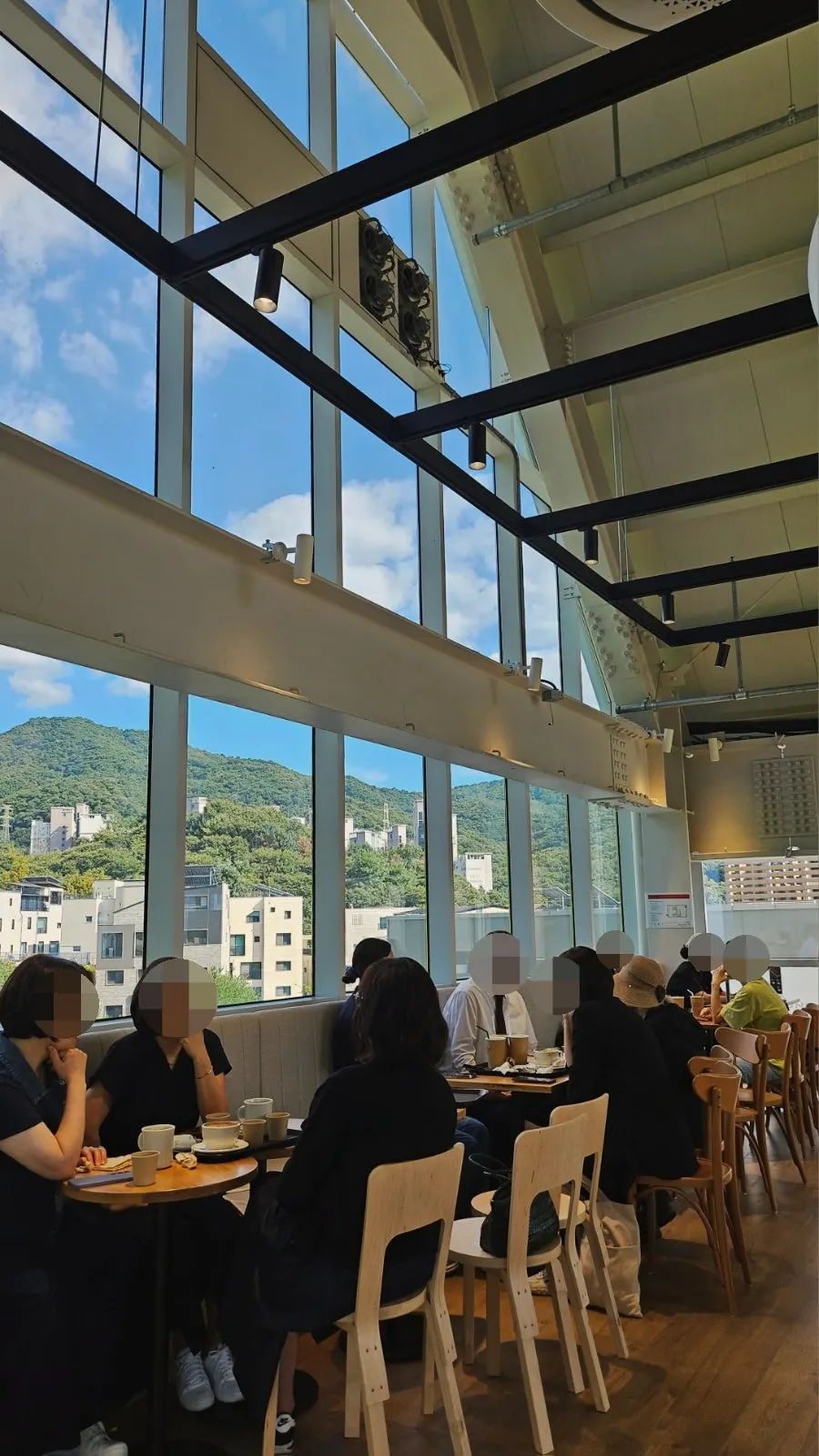 Glass-house window view and window-side seating