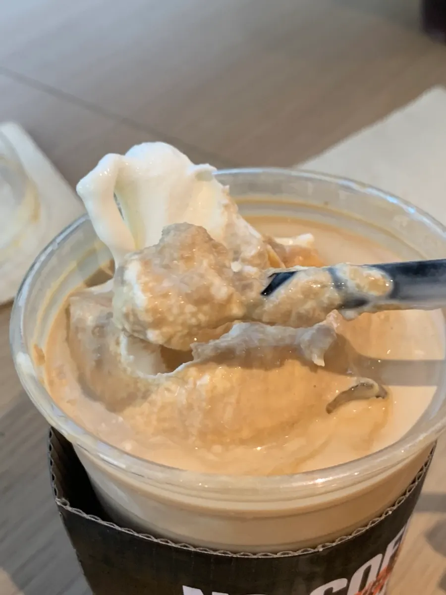 Close-up of the Summer Latte topped with ice cream