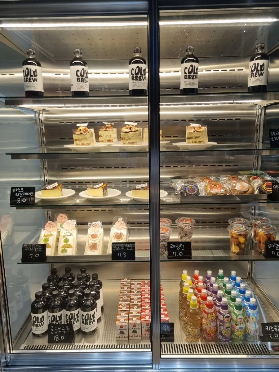Fig earl grey cake displayed in the showcase