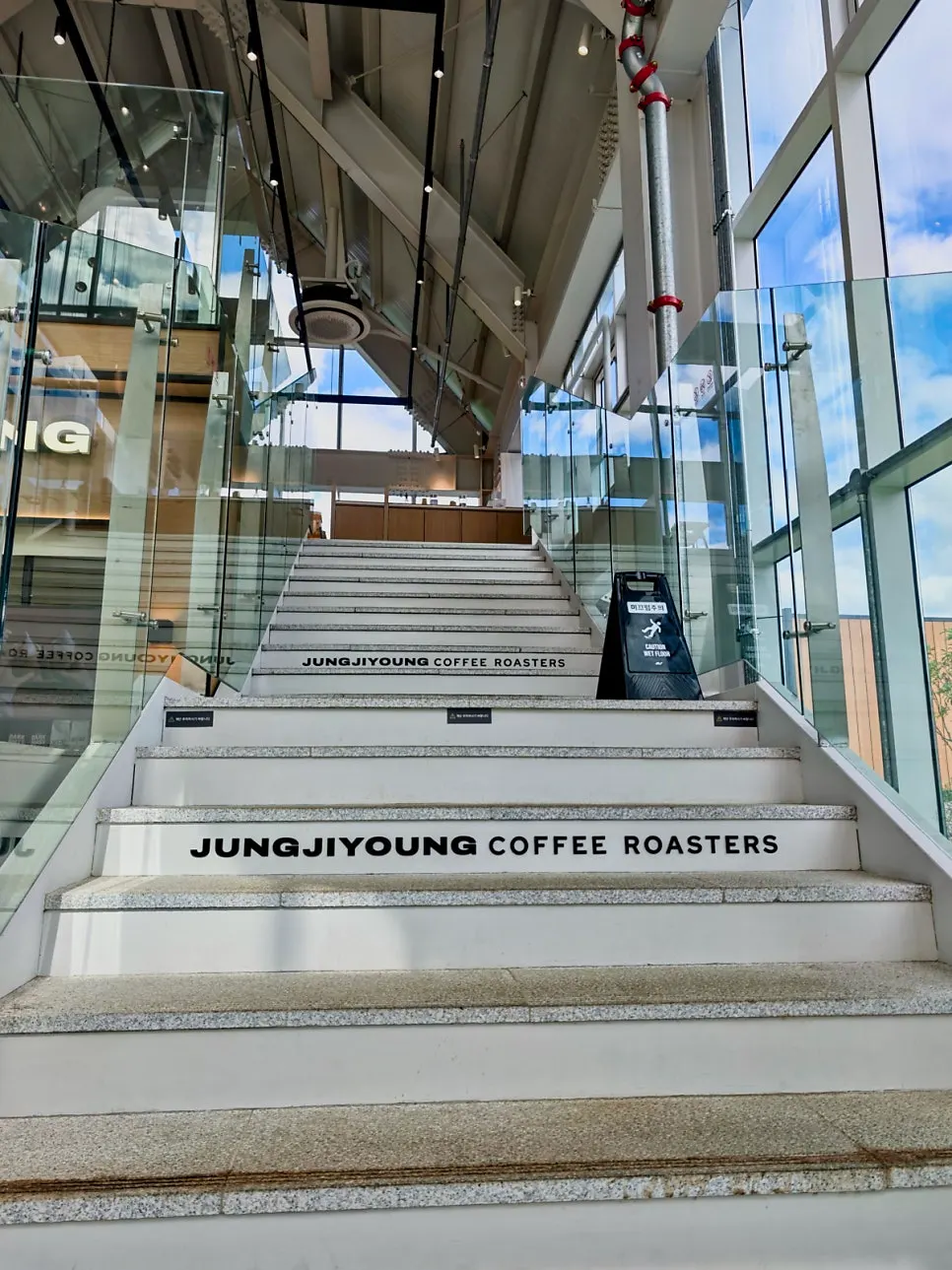 Café interior decorated to match the mall atmosphere