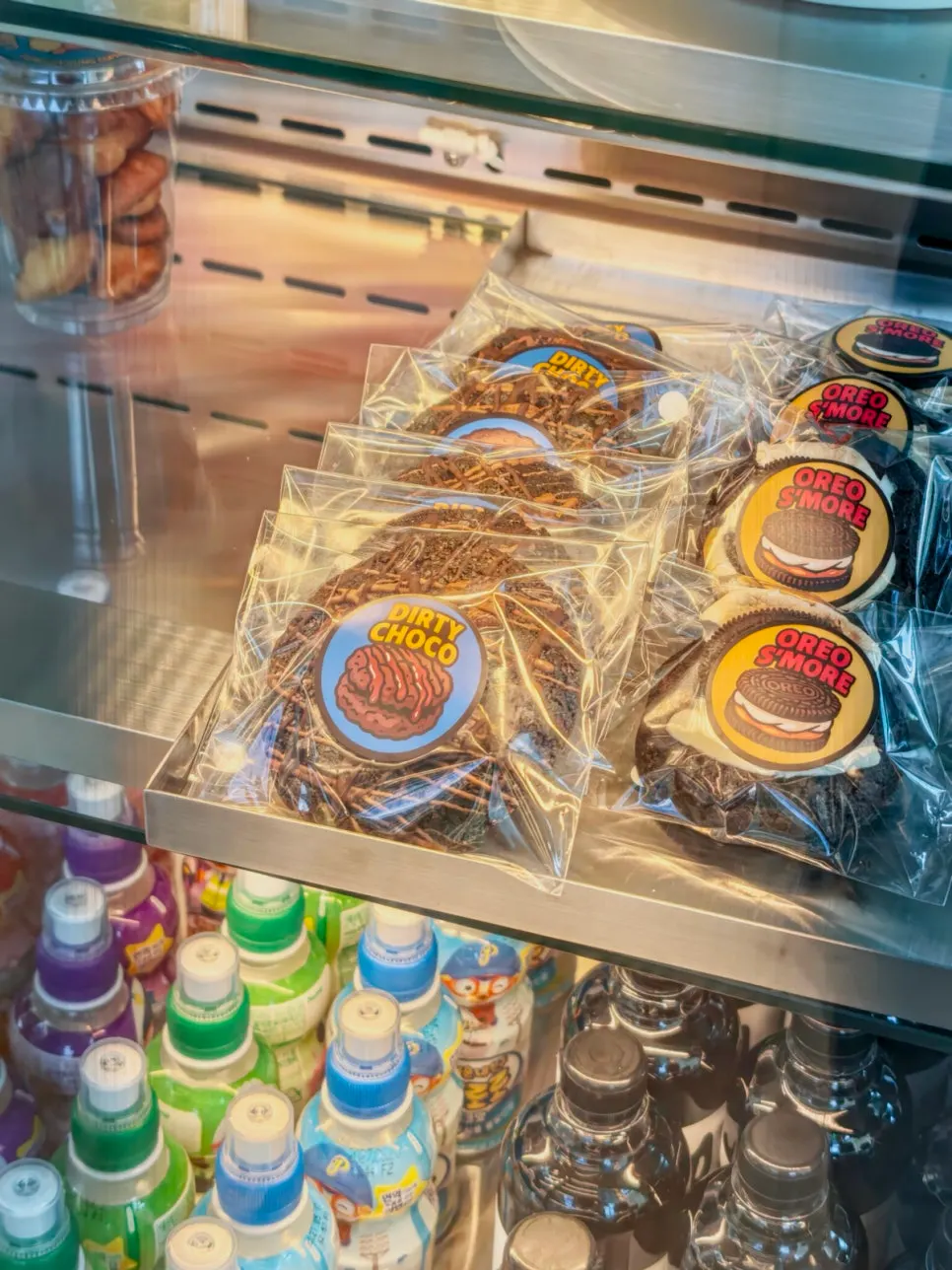 Dessert showcase with cookies and cakes