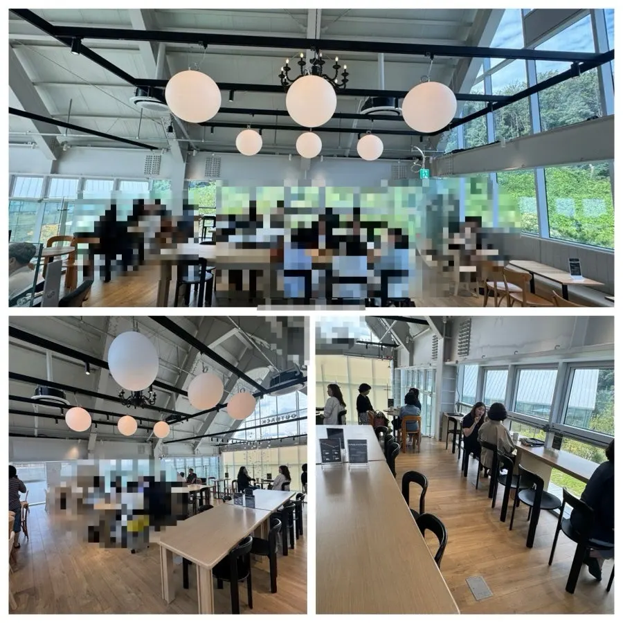 Fourth-floor café space with warm lighting