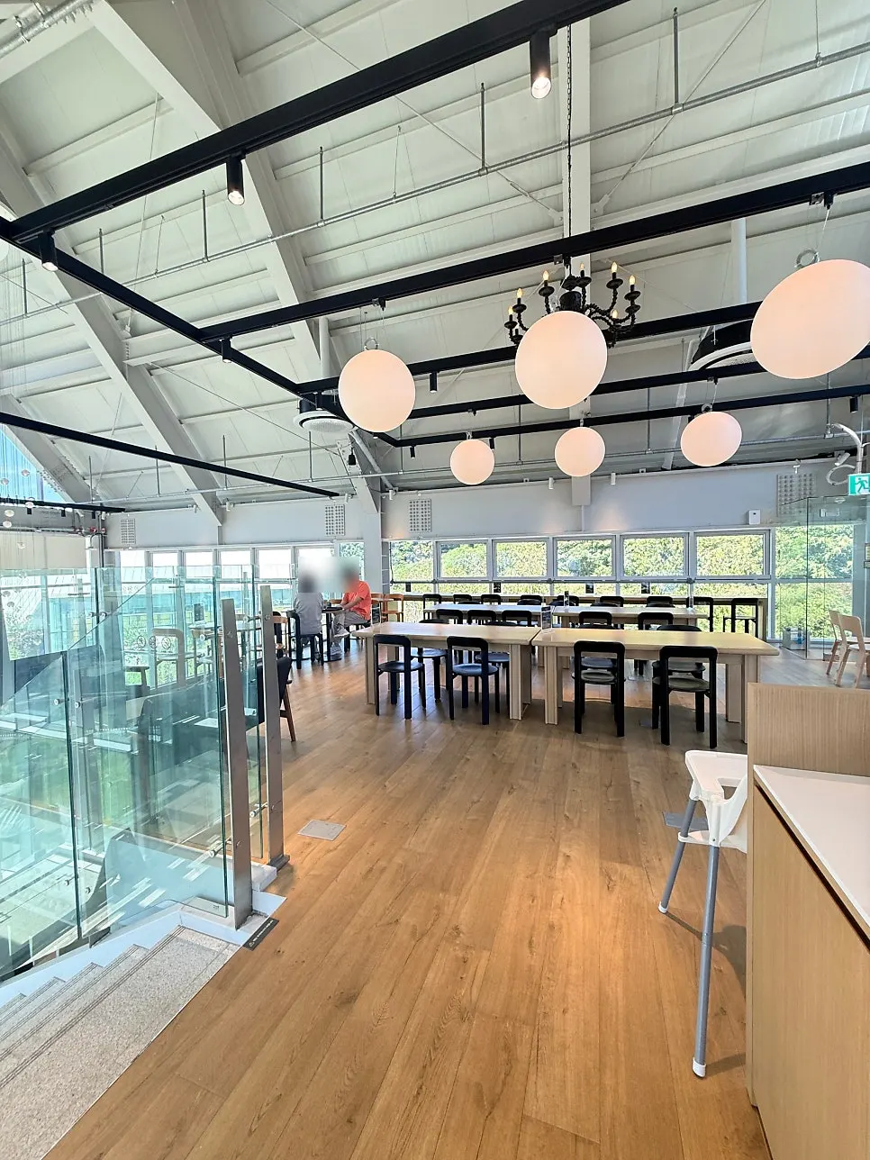 Café interior with split-level seating